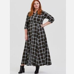 Torrid Maxi Challis Button Front Shirt Dress Women's 4X